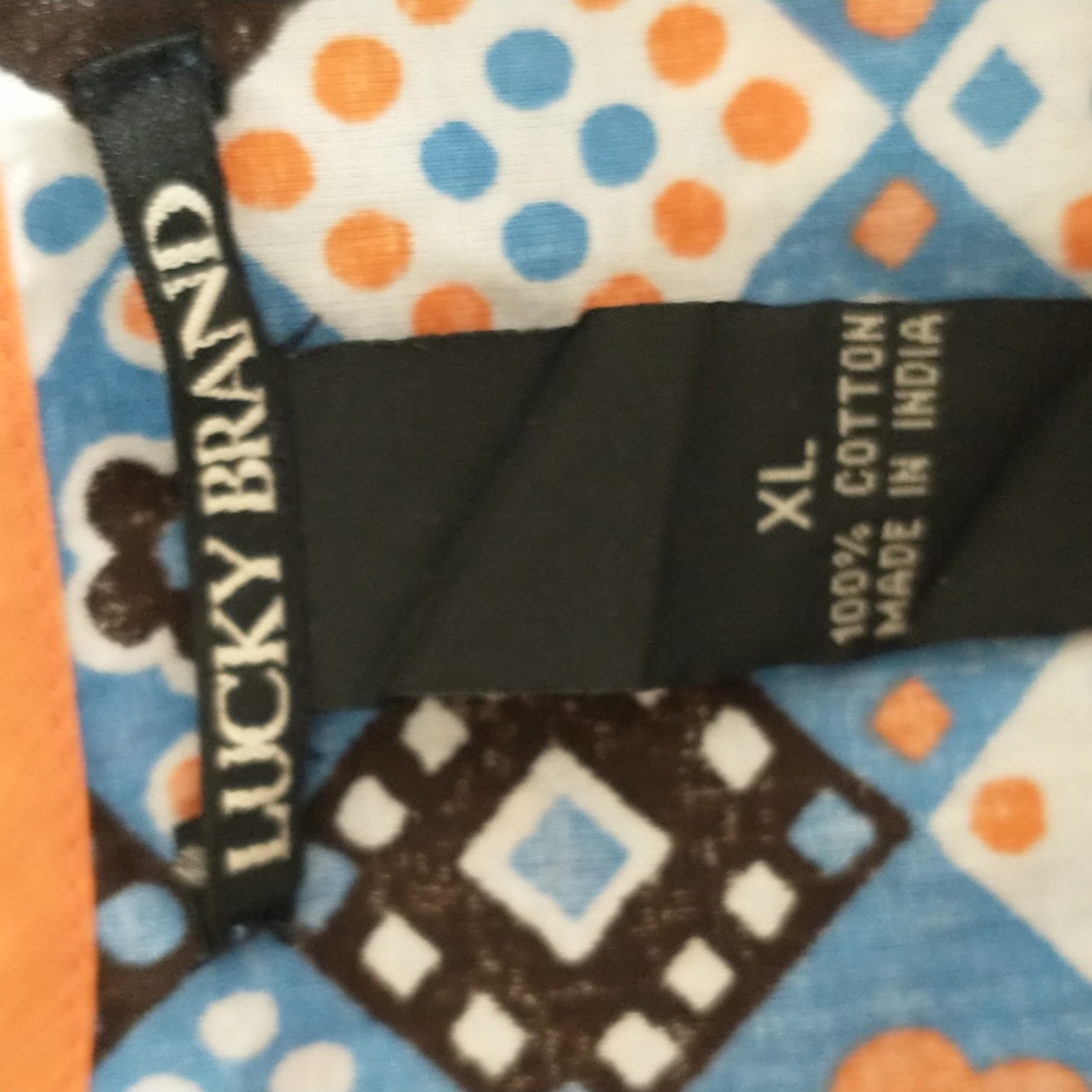 NWOT Lucky Brand Blue Orange Cotton Tank Top XL - Picture 3 of 11